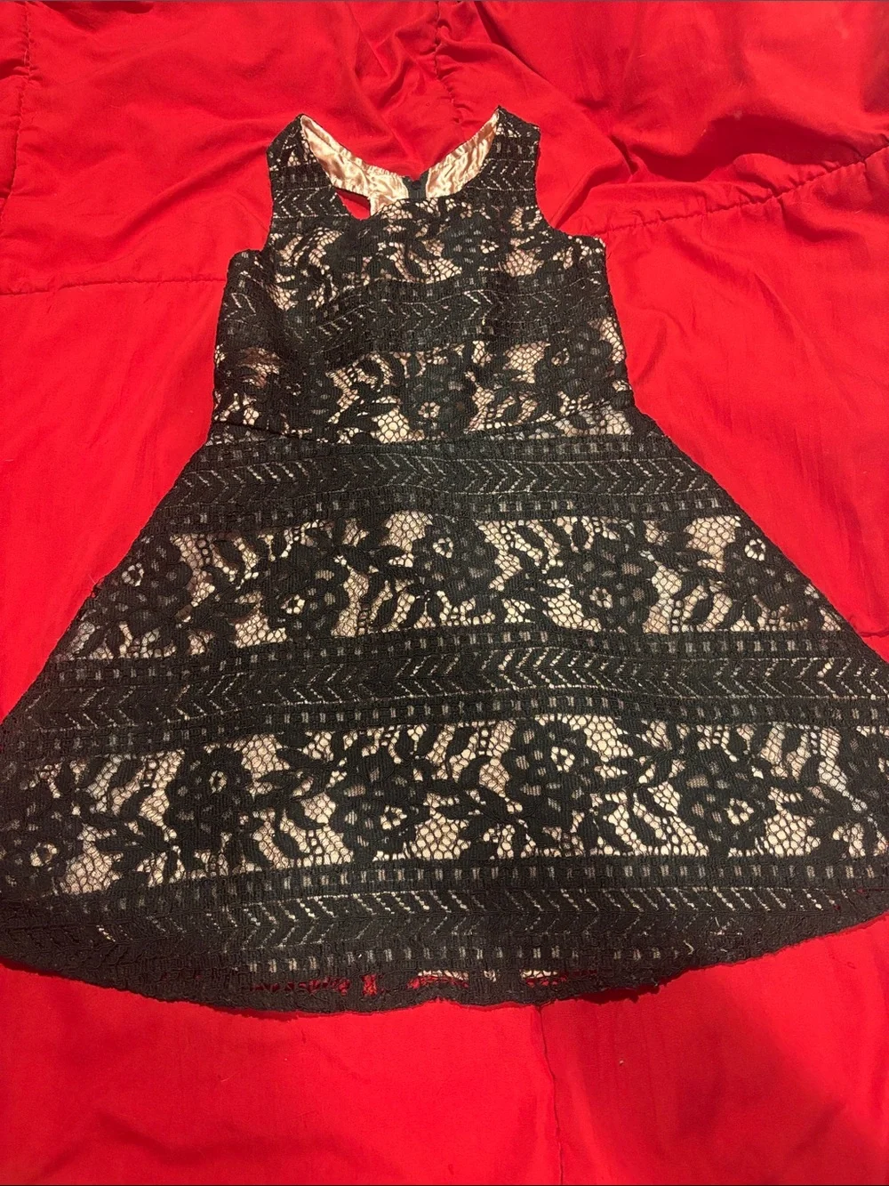 The Children's Place Black Lace Dress with Nude Lining